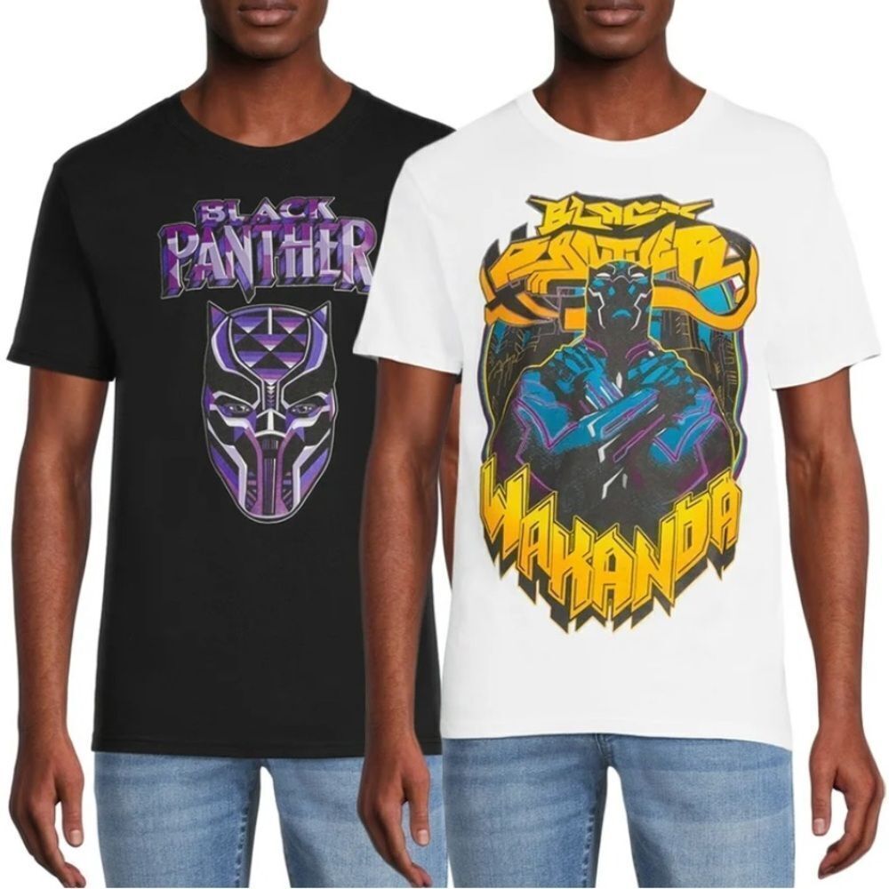 Marvel Black Panther Graphic T-Shirts - Black & White set of 2